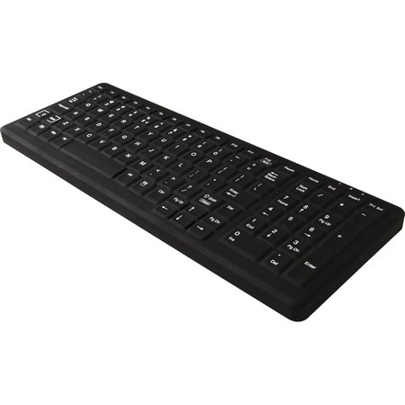 TG3 ELECTRONICS Cleanable Sealed Black Keyboard; 103 Key W/ White Backlighting. KBA-CK103S-BNUW-US